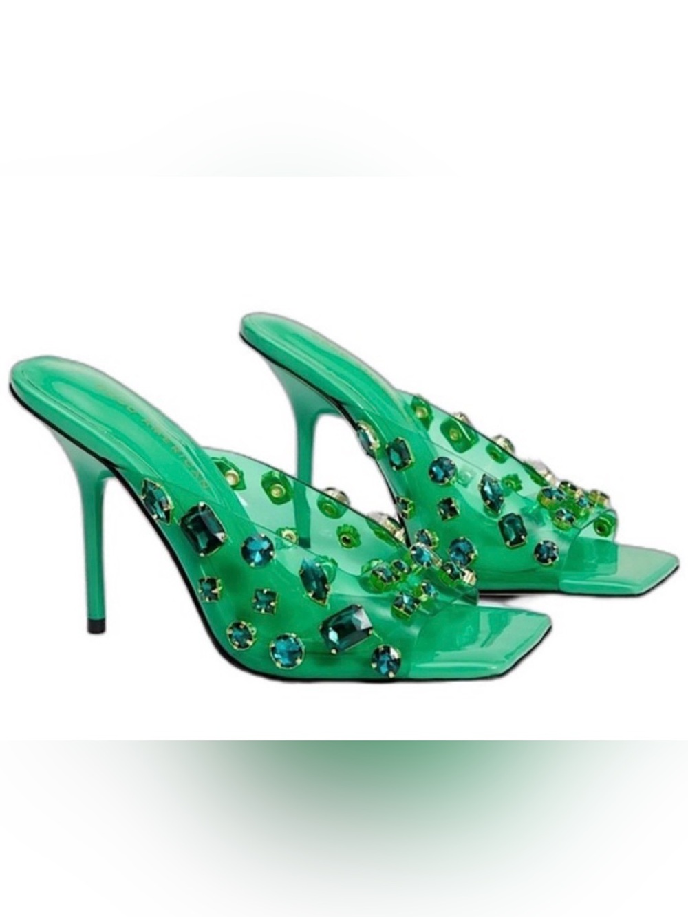 Good American Emma square, Diamonds Forever Mule in Summer Green, size 6.5 - Picture 8 of 8